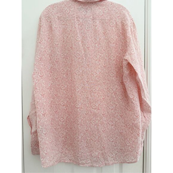 Vilebrequin Mens Pink White Floral Print Linen‎ Button-Up Shirt Size Large - Picture 2 of 7